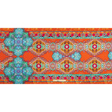 Mood Exclusive Italian Red, Lime and Beige Floral Tile Silk Charmeuse