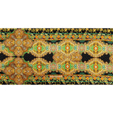 Mood Exclusive Italian Black, Gold and Green Floral Tile Silk Charmeuse
