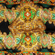 Mood Exclusive Italian Black, Gold and Green Floral Tile Silk Charmeuse