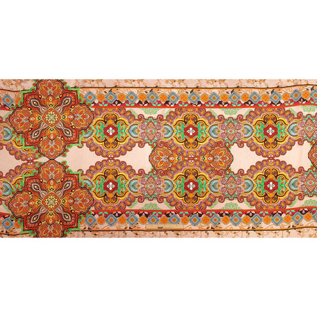 Mood Exclusive Italian Vibrant Green, Red and Orange Floral Tile Silk Charmeuse