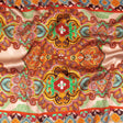 Mood Exclusive Italian Vibrant Green, Red and Orange Floral Tile Silk Charmeuse