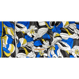 Mood Exclusive Italian Blue, Black and Yellow Art Nouveau Flowers Border Print Silk Charmeuse