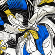 Mood Exclusive Italian Blue, Black and Yellow Art Nouveau Flowers Border Print Silk Charmeuse