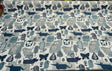 Party Animal Cats Dogs Jacquard Polyester Fabric - Atlantic Blue, Beige Light And Dark Blue, 54" Width (1 Yard)
