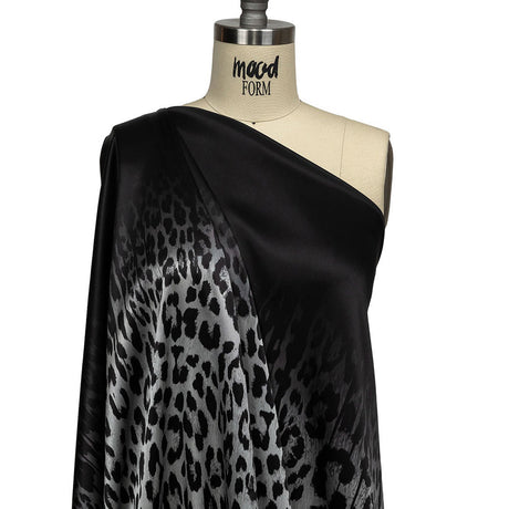 Mood Exclusive Italian White and Black Leopard Silk Charmeuse Panel