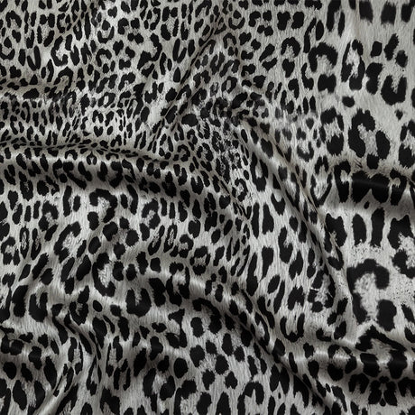 Mood Exclusive Italian White and Black Leopard Silk Charmeuse Panel