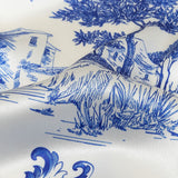 Mood Exclusive Italian Blue and Cloud Dancer Elegant Toile Silk Charmeuse