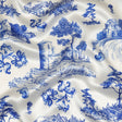 Mood Exclusive Italian Blue and Cloud Dancer Elegant Toile Silk Charmeuse