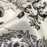 Mood Exclusive Italian Black Bean and Cloud Dancer Elegant Toile Silk Charmeuse