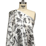 Mood Exclusive Italian Black Bean and Cloud Dancer Elegant Toile Silk Charmeuse