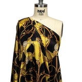 Mood Exclusive Italian Black, Yellow and Brown Bridles and Reins Silk Charmeuse Panel