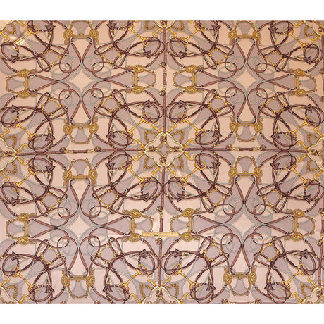 Mood Exclusive Italian Beige, Taupe and Gold Bridles and Reins Silk Charmeuse Panel