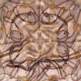 Mood Exclusive Italian Beige, Taupe and Gold Bridles and Reins Silk Charmeuse Panel