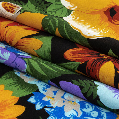 Mood Exclusive Italian Red, Yellow and Blue Floral Silk Charmeuse