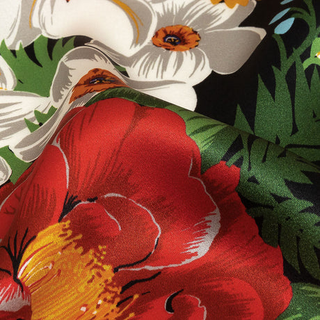 Mood Exclusive Italian Red, Yellow and Blue Floral Silk Charmeuse