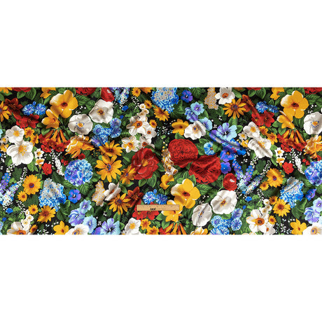 Mood Exclusive Italian Red, Yellow and Blue Floral Silk Charmeuse