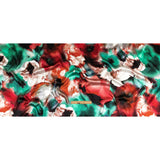 Mood Exclusive Italian Red, Turquoise and White Watercolor Floral Silk Charmeuse