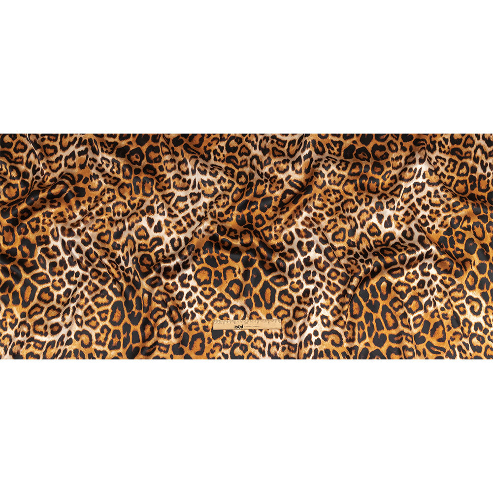 Mood Exclusive Italian Beige and Brown Leopard Printed Silk Charmeuse