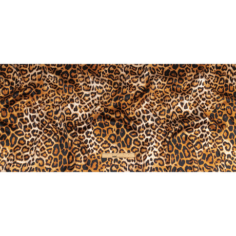 Mood Exclusive Italian Beige and Brown Leopard Printed Silk Charmeuse