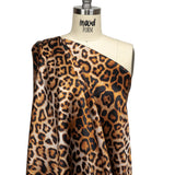 Mood Exclusive Italian Beige and Brown Leopard Printed Silk Charmeuse