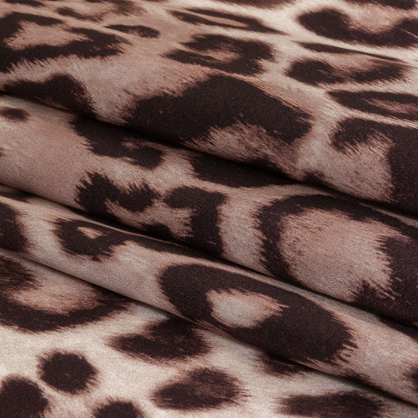 Mood Exclusive Italian Taupe and Black Leopard Printed Silk Charmeuse
