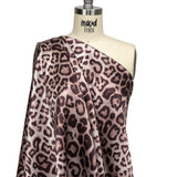 Mood Exclusive Italian Taupe and Black Leopard Printed Silk Charmeuse