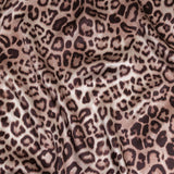 Mood Exclusive Italian Taupe and Black Leopard Printed Silk Charmeuse