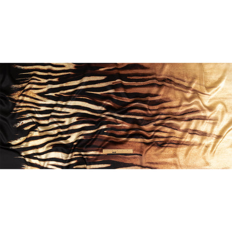 Mood Exclusive Italian Black, White and Brown Abstracted Zebra Border Printed Silk Charmeuse