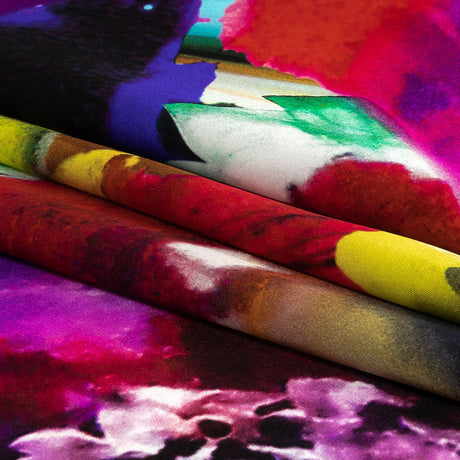 Mood Exclusive Italian Rainbow Floral Splash Silk Charmeuse