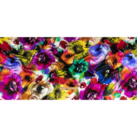 Mood Exclusive Italian Rainbow Floral Splash Silk Charmeuse