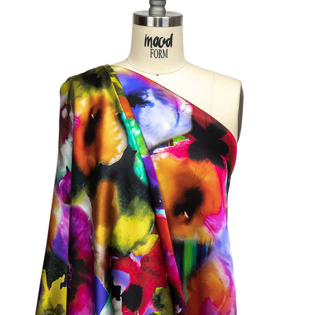 Mood Exclusive Italian Rainbow Floral Splash Silk Charmeuse