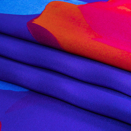 Mood Exclusive Italian Navy, Ultramarine and Magenta Abstract Roses Silk Charmeuse