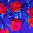 Mood Exclusive Italian Navy, Ultramarine and Magenta Abstract Roses Silk Charmeuse