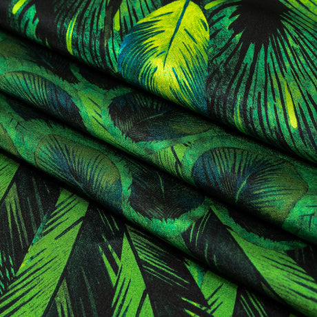 Mood Exclusive Italian Green and Black Feathered Chevrons Silk Charmeuse Panel