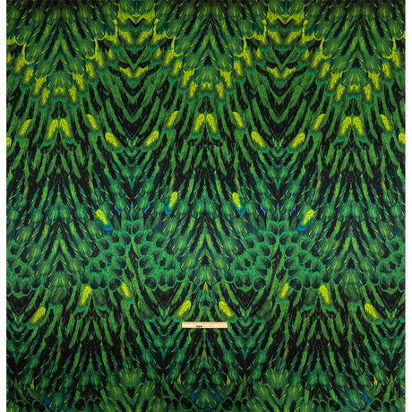 Mood Exclusive Italian Green and Black Feathered Chevrons Silk Charmeuse Panel