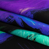 Mood Exclusive Italian Black, Mint and Purple Painterly Abstraction Silk Charmeuse