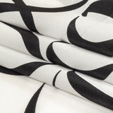 Mood Exclusive Italian Blanc de Blanc and Caviar Calligraphic Squiggles Silk Charmeuse