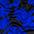 Mood Exclusive Italian Royal Blue and Black Brushstrokes Silk Charmeuse