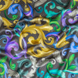 Mood Exclusive Italian Charcoal, Gold and Bougainvillea Ornate Swirls Silk Charmeuse