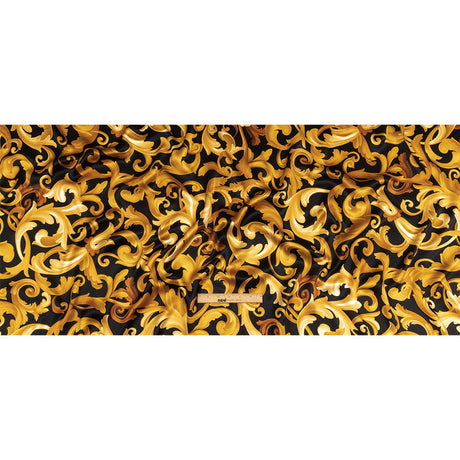 Mood Exclusive Italian Black and Gold Ornate Swirls Silk Charmeuse