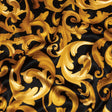 Mood Exclusive Italian Black and Gold Ornate Swirls Silk Charmeuse