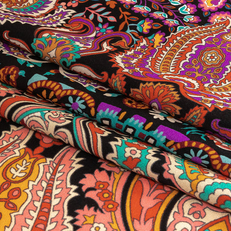 Mood Exclusive Italian Red, Green and Pink Medallion Silk Charmeuse Panel