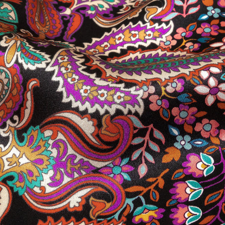 Mood Exclusive Italian Red, Green and Pink Medallion Silk Charmeuse Panel