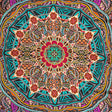 Mood Exclusive Italian Red, Green and Pink Medallion Silk Charmeuse Panel
