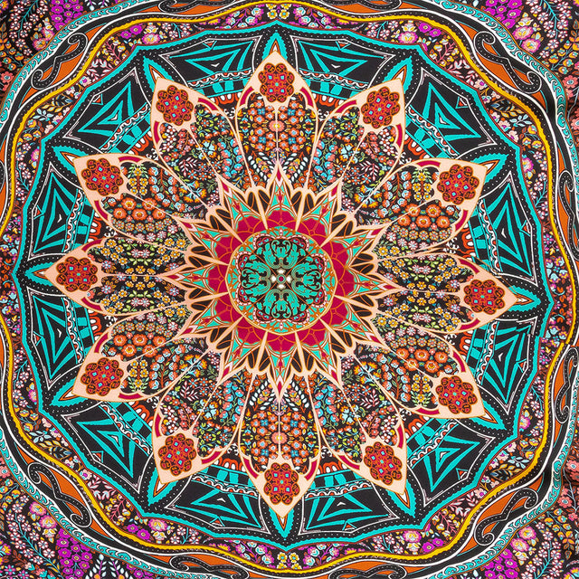 Mood Exclusive Italian Red, Green and Pink Medallion Silk Charmeuse Panel