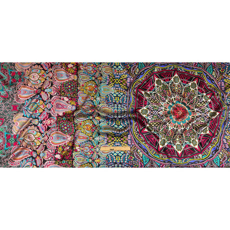 Mood Exclusive Italian Purple, Pink and Teal Medallion Silk Charmeuse Panel