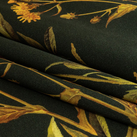 Mood Exclusive Italian Kombu Green, Red and Golden Yellow Botanical Silk Charmeuse