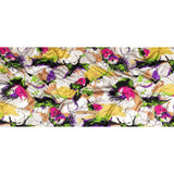 Mood Exclusive Italian Yellow, Raspberry Rose and Beige Linework and Brushstrokes Abstract Silk Charmeuse