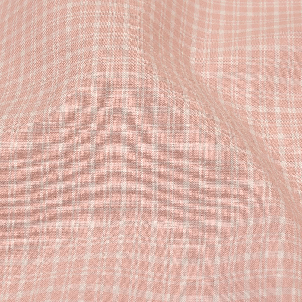 Pima Cotton Shirting - Pink and White Plaid