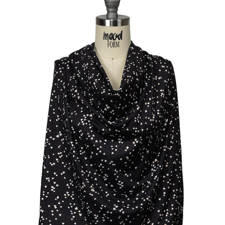 Black, White and Metallic Gold Foiled Hearts Brushed ITY Jersey
